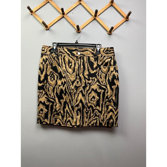 Chaps animal print short pencil skirt‎ Womens 12 Petite Short Pockets Funky - Picture 1 of 7
